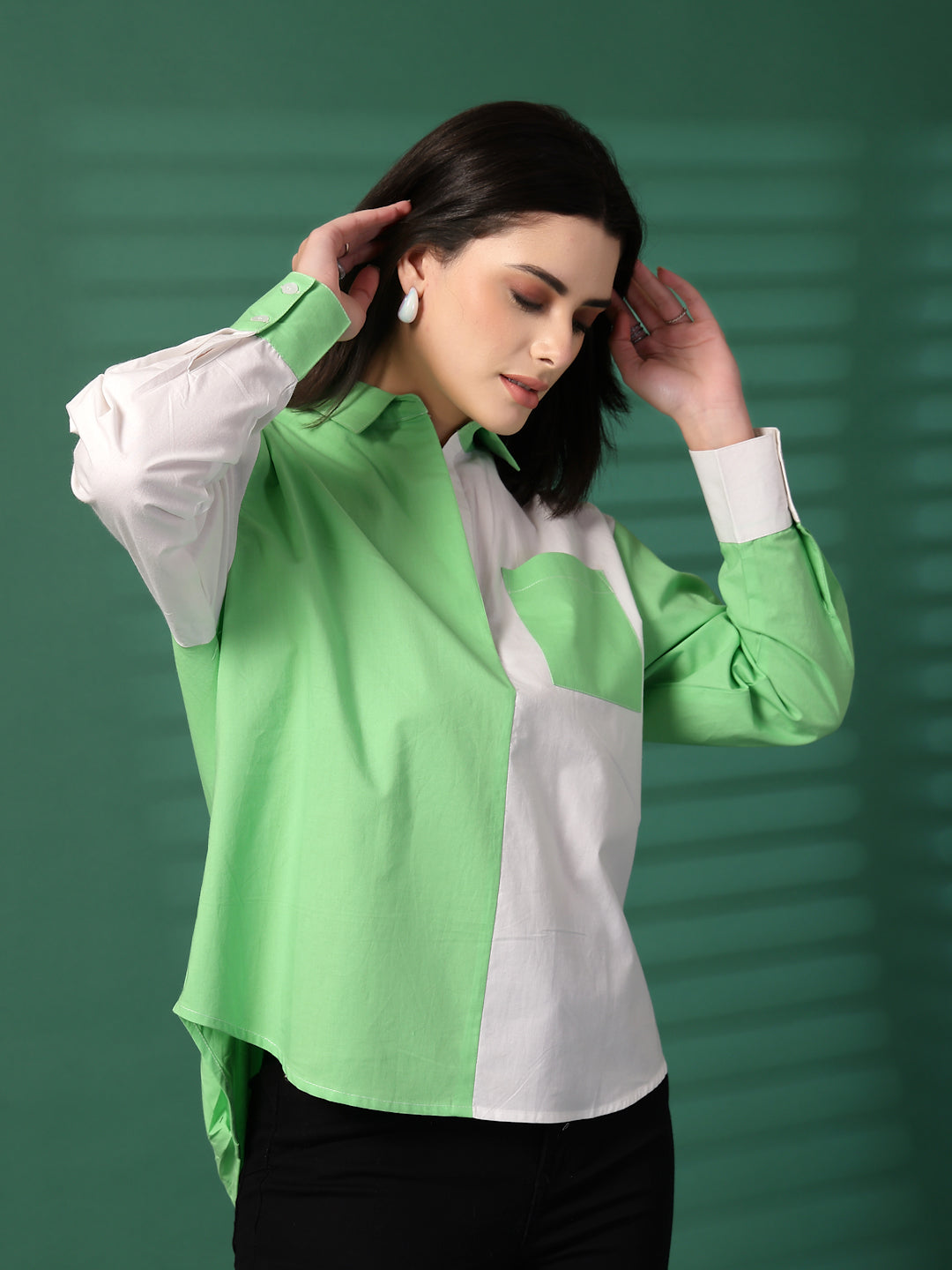 Women Regular Fit Color Block Party Shirt