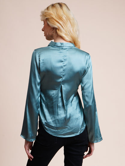 Casual Regular Sleeves Solid Women Green Top