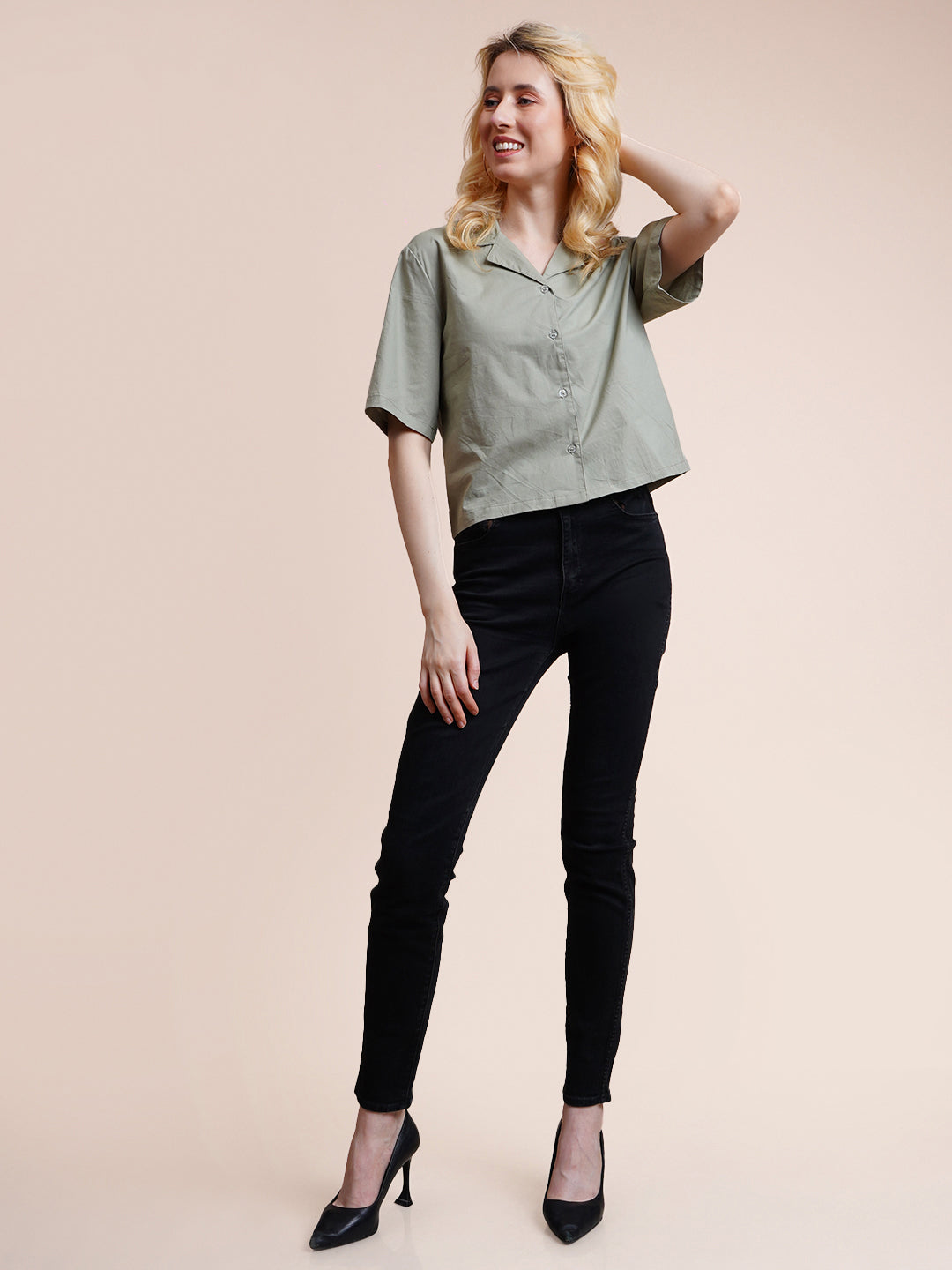 Women's Sage Green Boxy Top