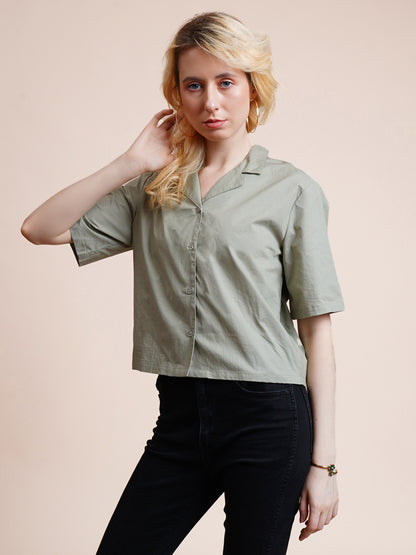 Women's Sage Green Boxy Top