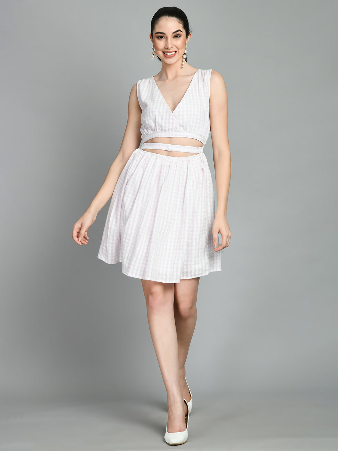 Women A-line White Mini/Short Dress