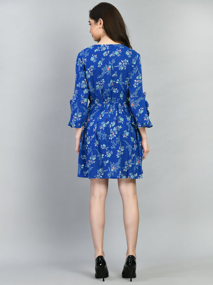 Women Fit and Flare Dark Blue, Light Blue, Pink Mini/Short Dress