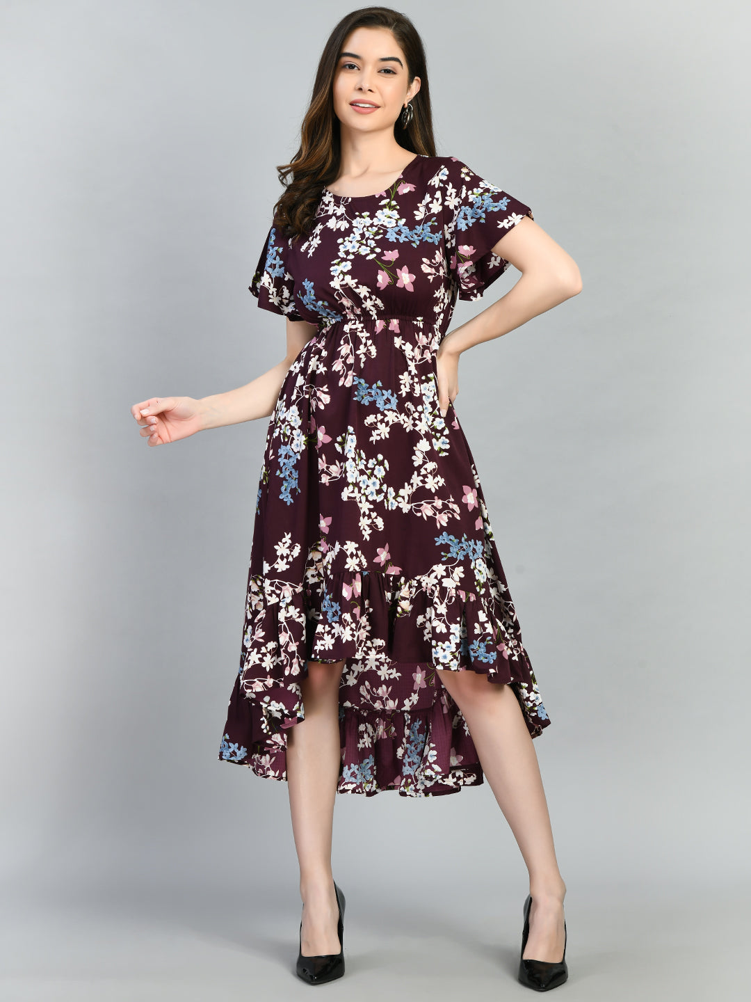 Women Fit and Flare Multicolor Knee Length Dress