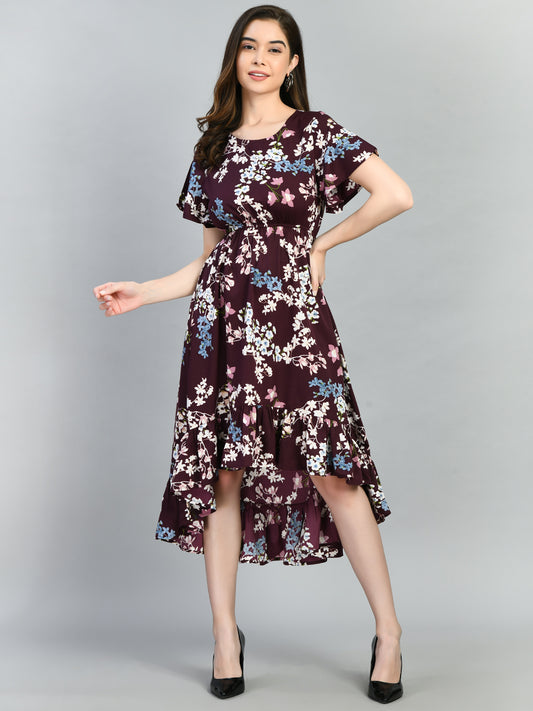 Women Fit and Flare Multicolor Knee Length Dress
