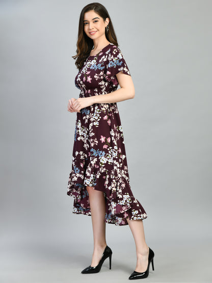 Women Fit and Flare Multicolor Knee Length Dress
