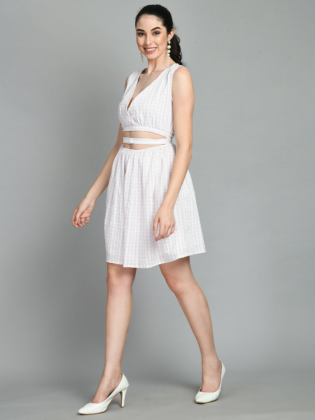 Women A-line White Mini/Short Dress