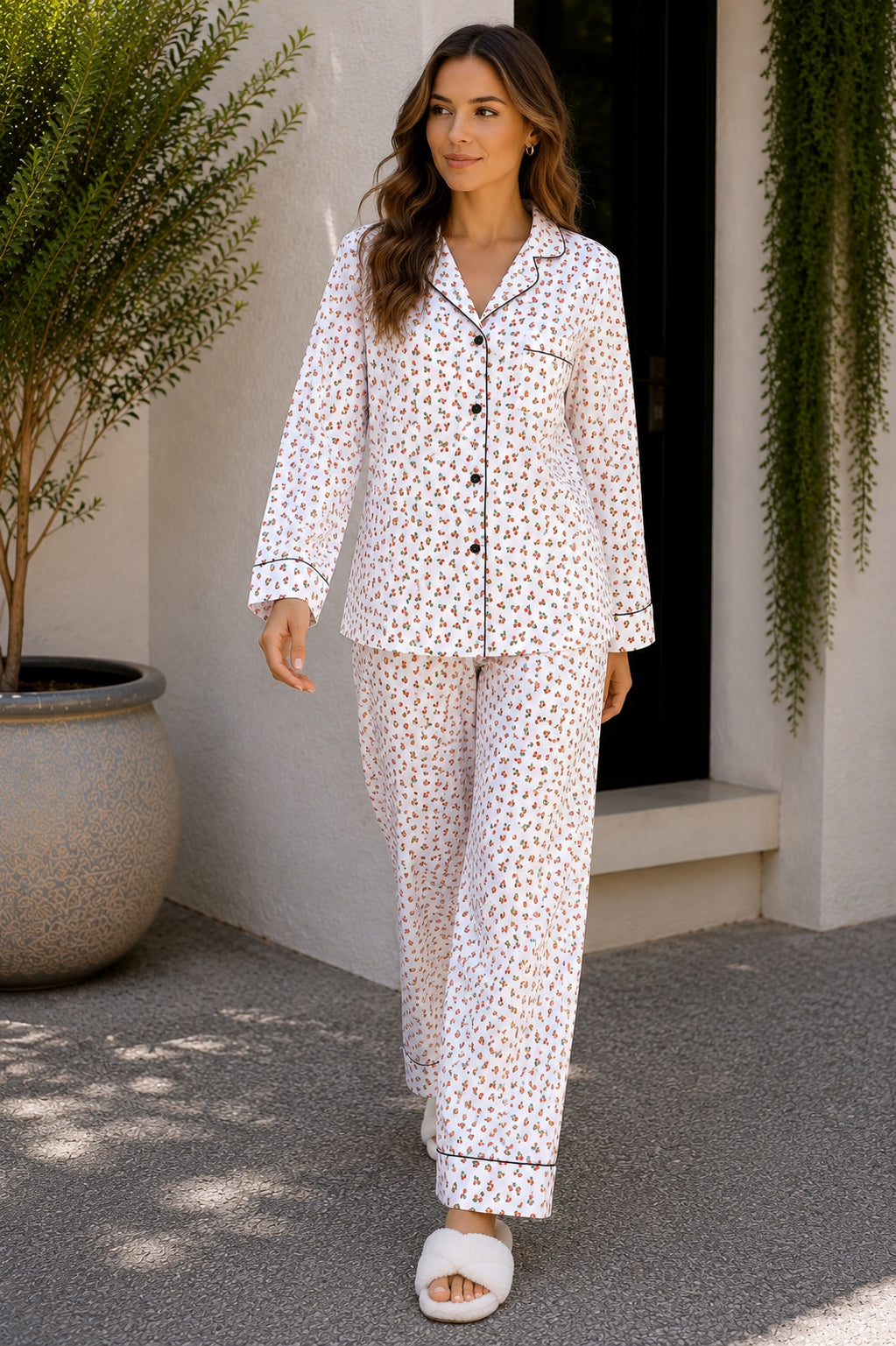 Women Shirt & Pyjama set Red Printed