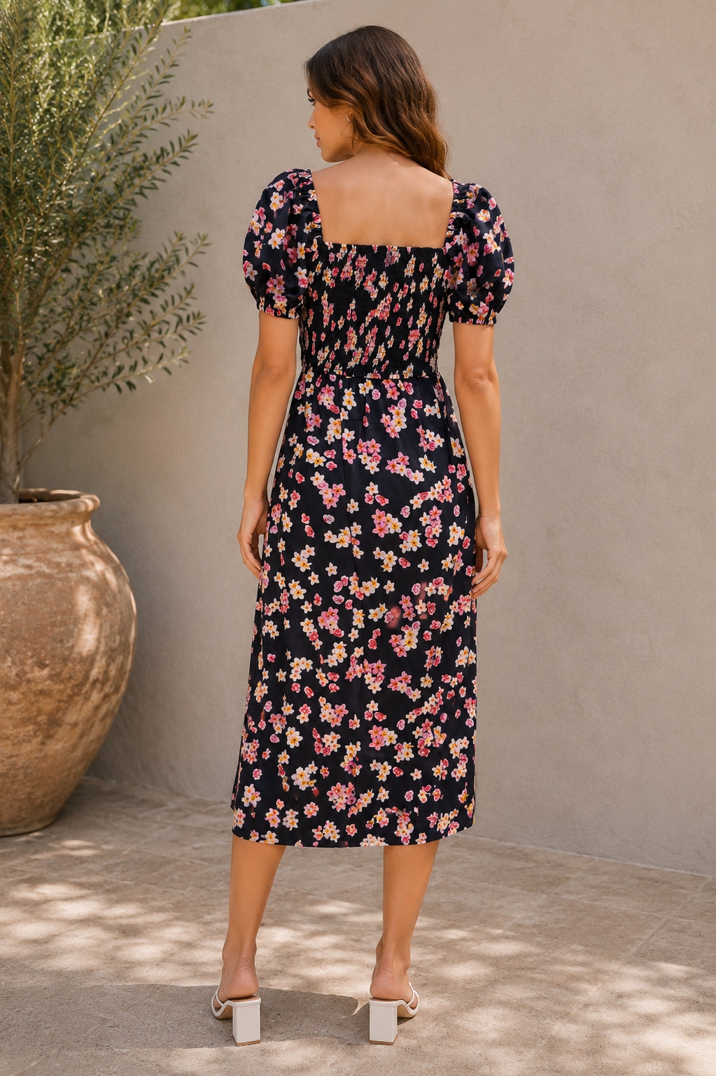 Women A-line Black Midi/Calf Length Dress