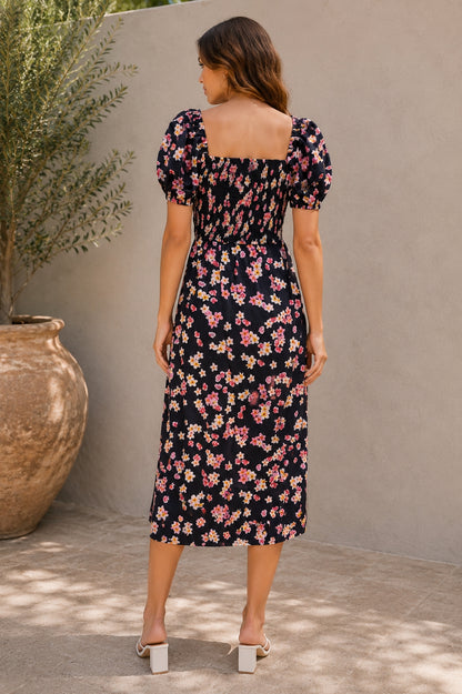 Women A-line Black Midi/Calf Length Dress