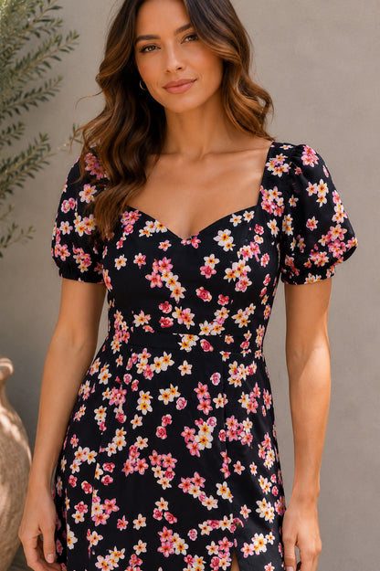 Women A-line Black Midi/Calf Length Dress