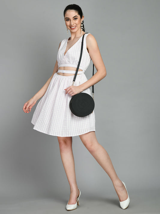 Women A-line White Mini/Short Dress