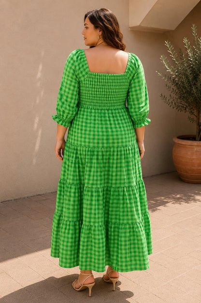 Women Tiered Green Maxi/Full Length Dress