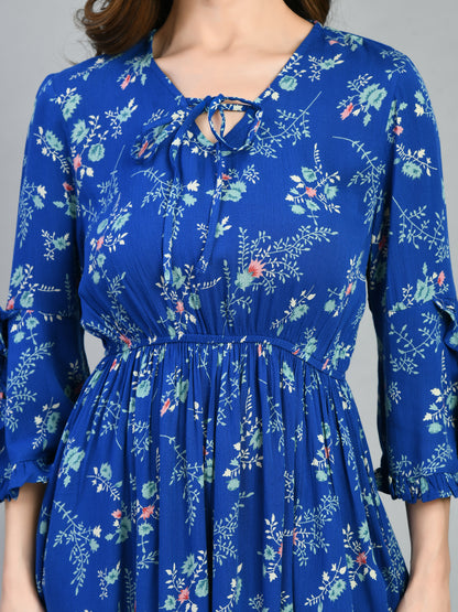 Women Fit and Flare Dark Blue, Light Blue, Pink Mini/Short Dress