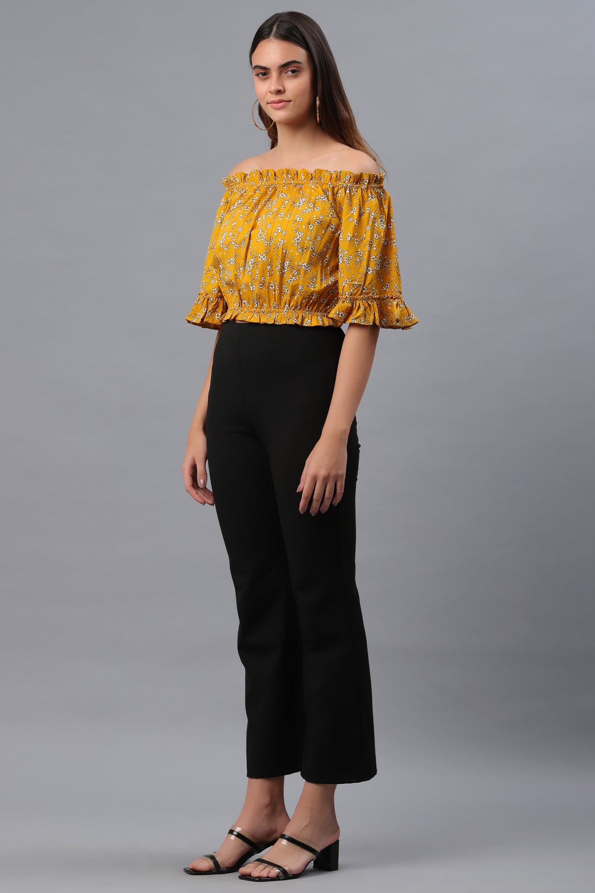 Casual Regular Sleeves Printed Women Yellow Top