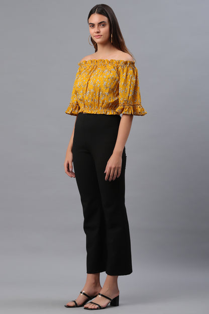 Casual Regular Sleeves Printed Women Yellow Top
