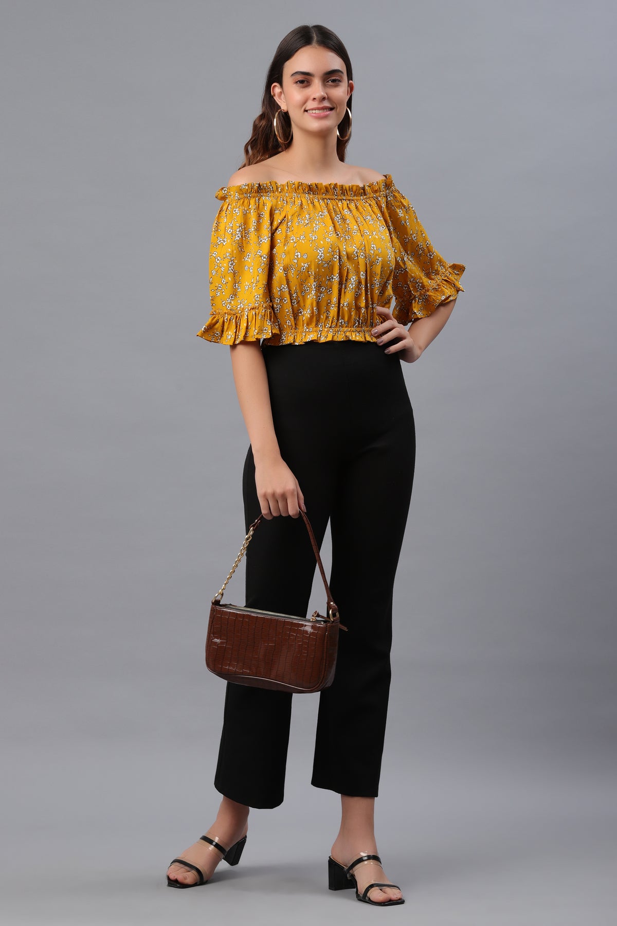 Casual Regular Sleeves Printed Women Yellow Top
