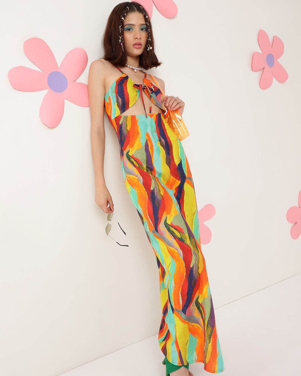 Women A-line Multicolor Maxi/Full Length Dress