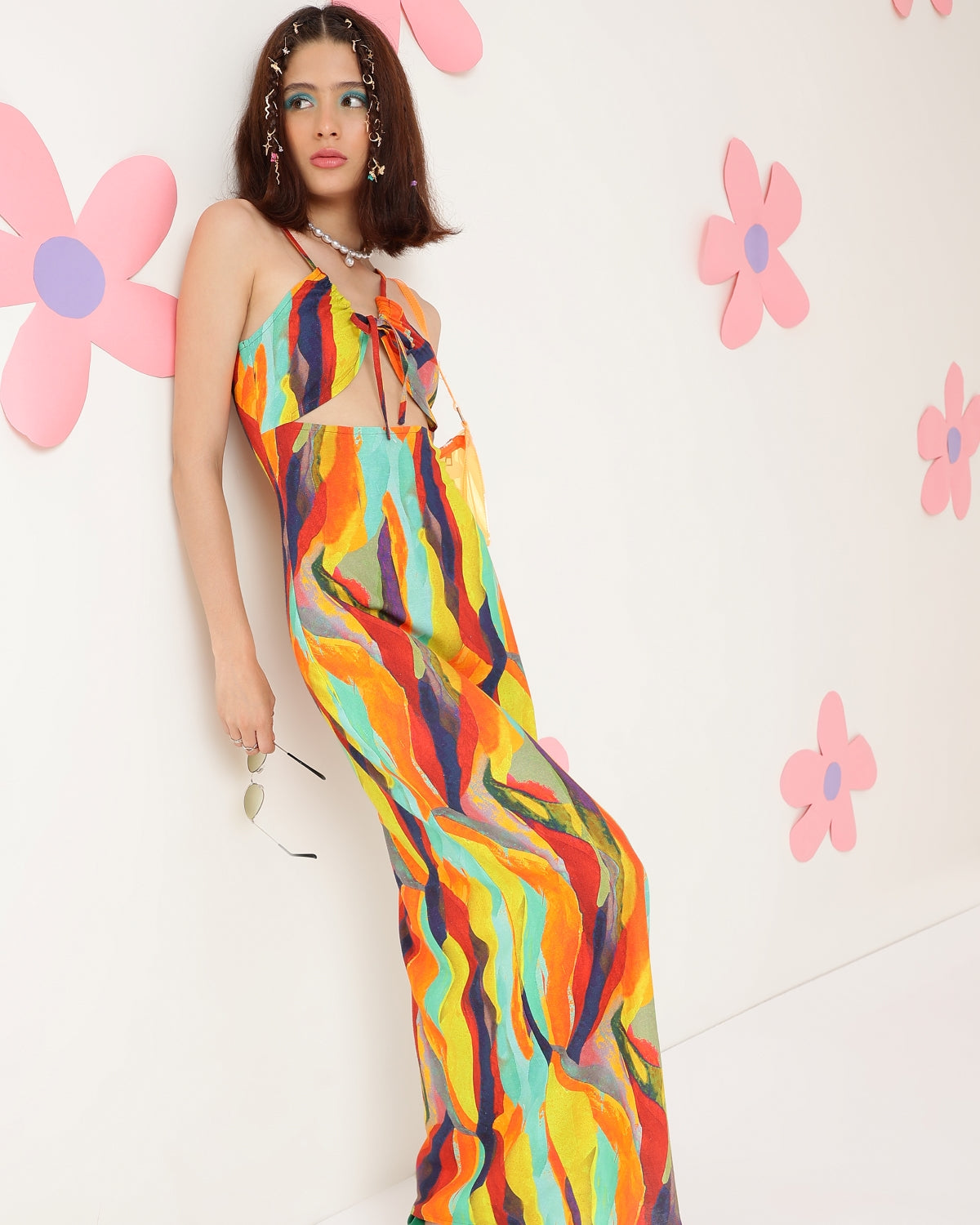 Women A-line Multicolor Maxi/Full Length Dress