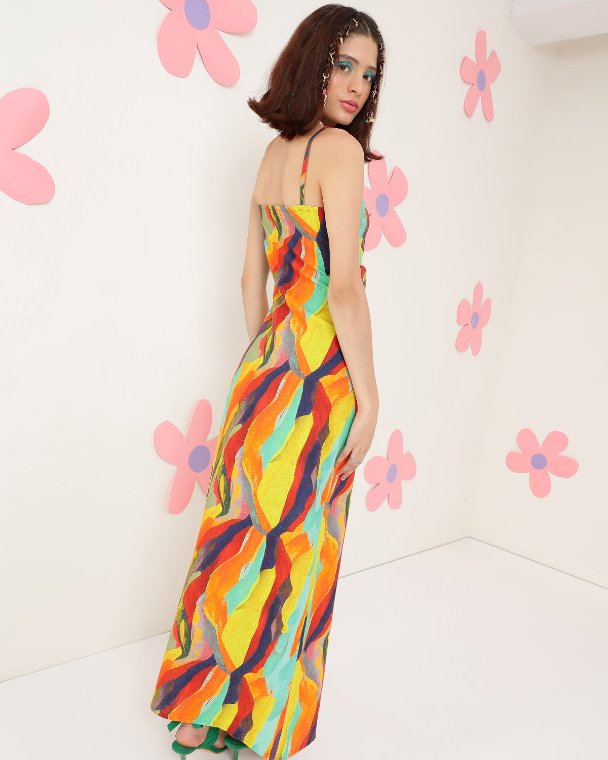 Women A-line Multicolor Maxi/Full Length Dress