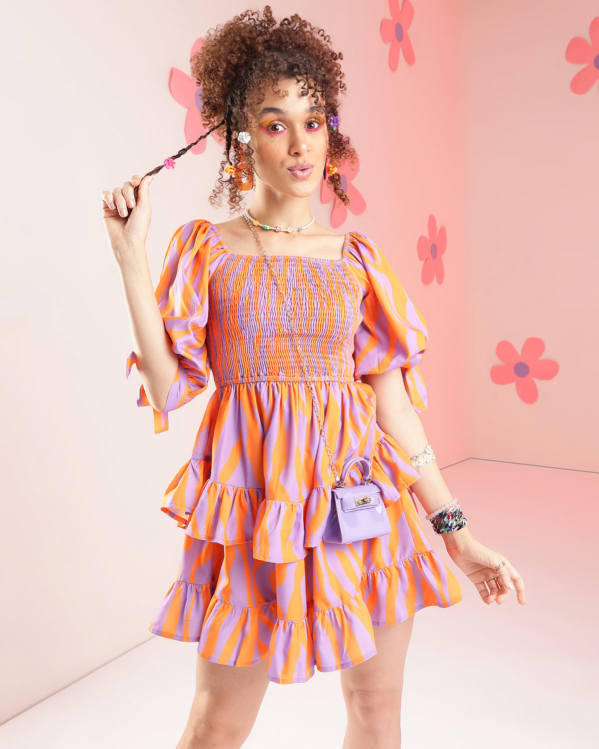Women Fit and Flare Orange Mini/Short Dress