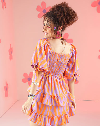 Women Fit and Flare Orange Mini/Short Dress