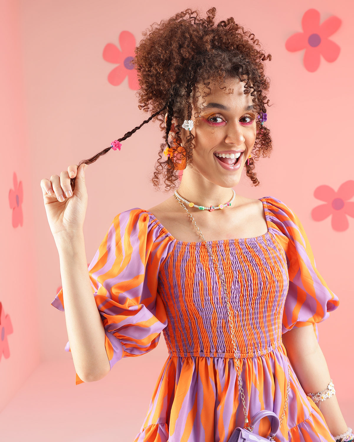 Women Fit and Flare Orange Mini/Short Dress