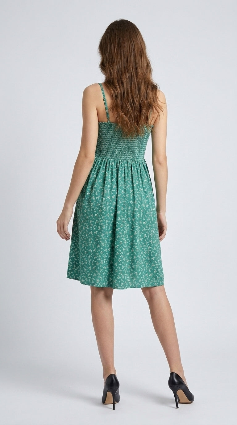 Women Fit and Flare Green Midi/Calf Length Dress