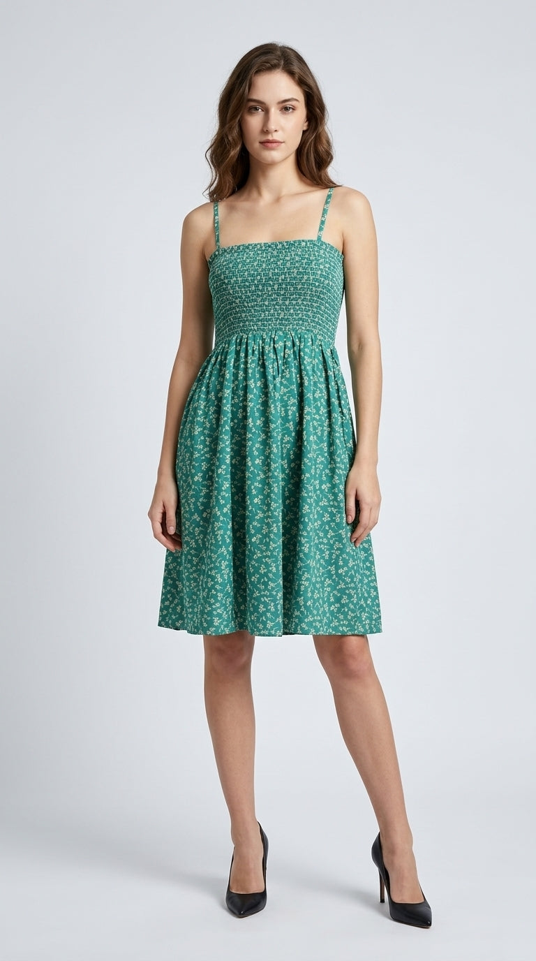 Women Fit and Flare Green Midi/Calf Length Dress