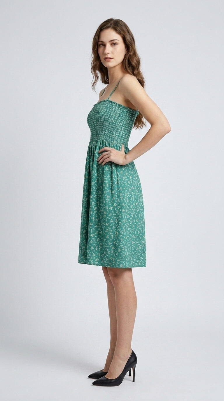 Women Fit and Flare Green Midi/Calf Length Dress