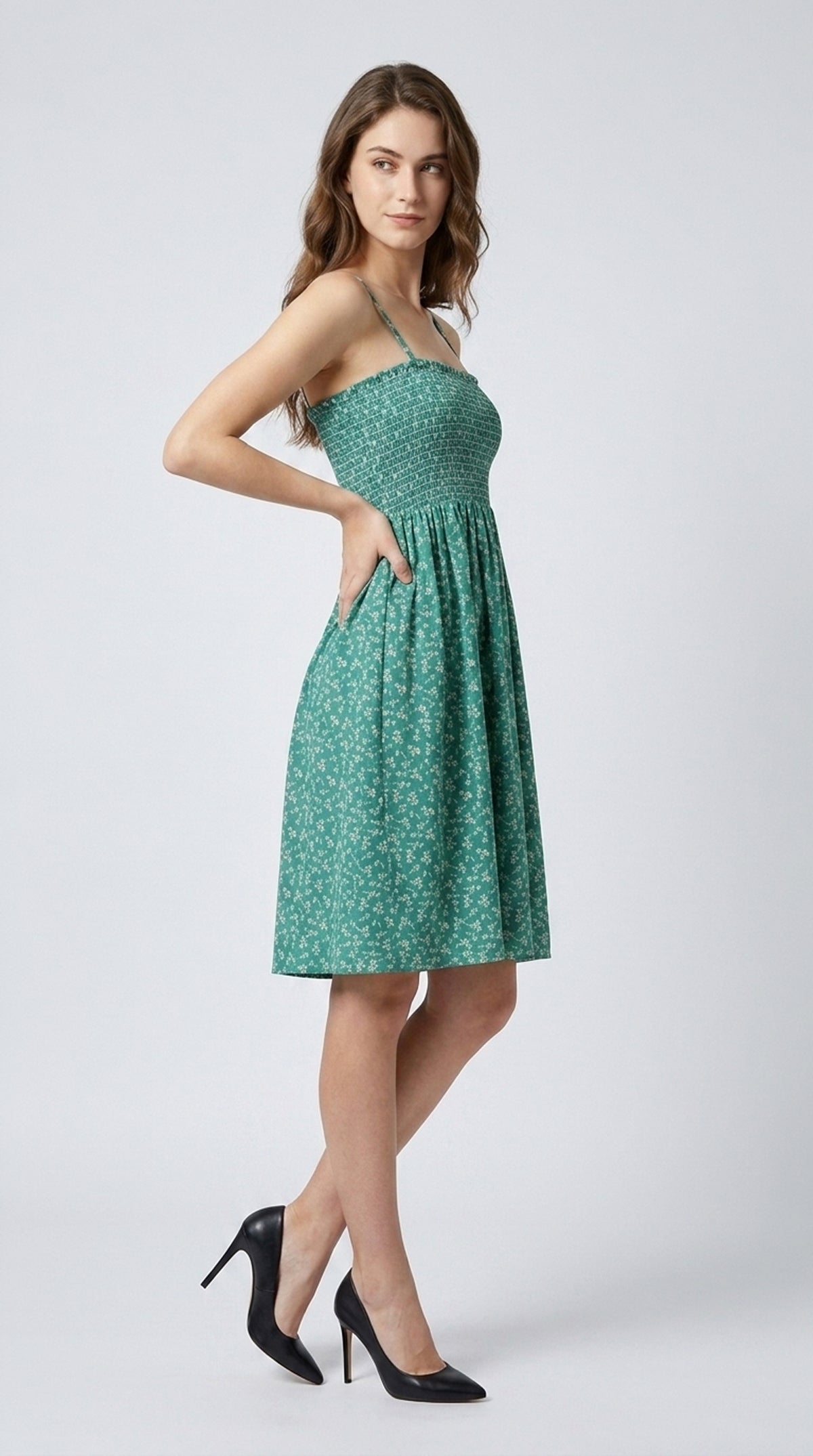 Women Fit and Flare Green Midi/Calf Length Dress