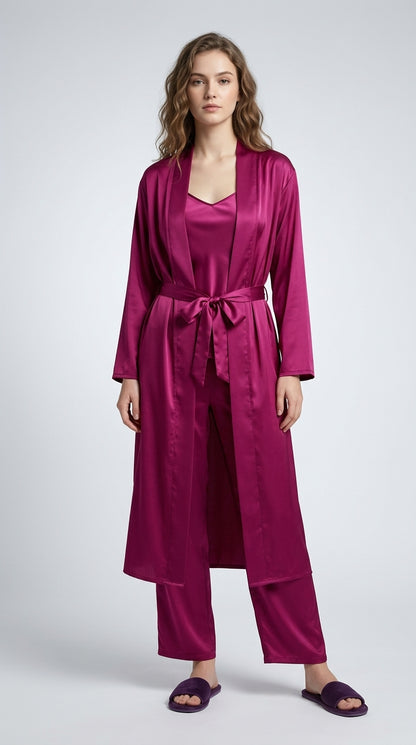 Women Night Dresses Pack of 3 Women Nighty with Robe (Pink)