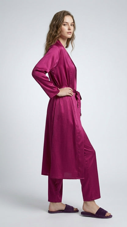 Women Night Dresses Pack of 3 Women Nighty with Robe (Pink)