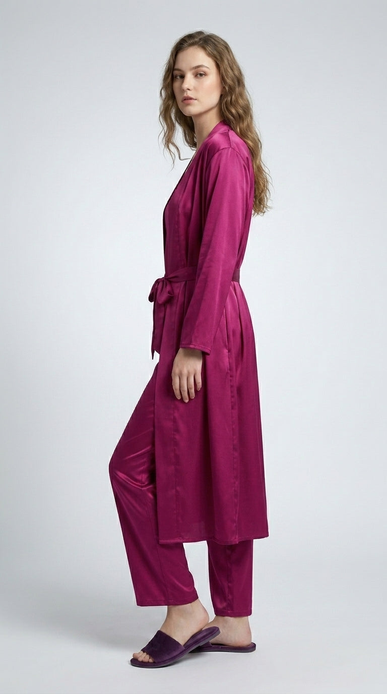 Women Night Dresses Pack of 3 Women Nighty with Robe (Pink)