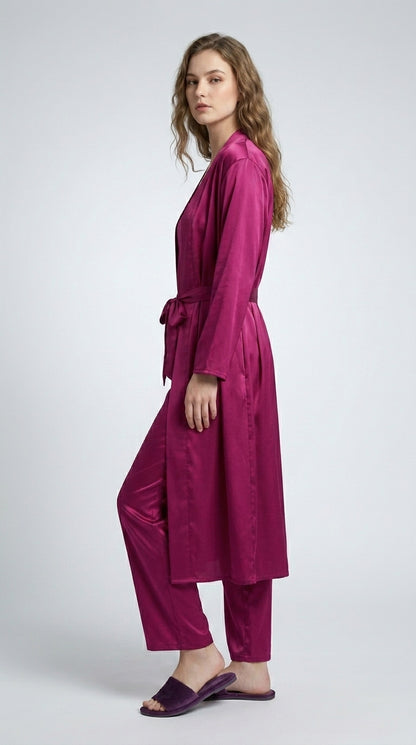 Women Night Dresses Pack of 3 Women Nighty with Robe (Pink)