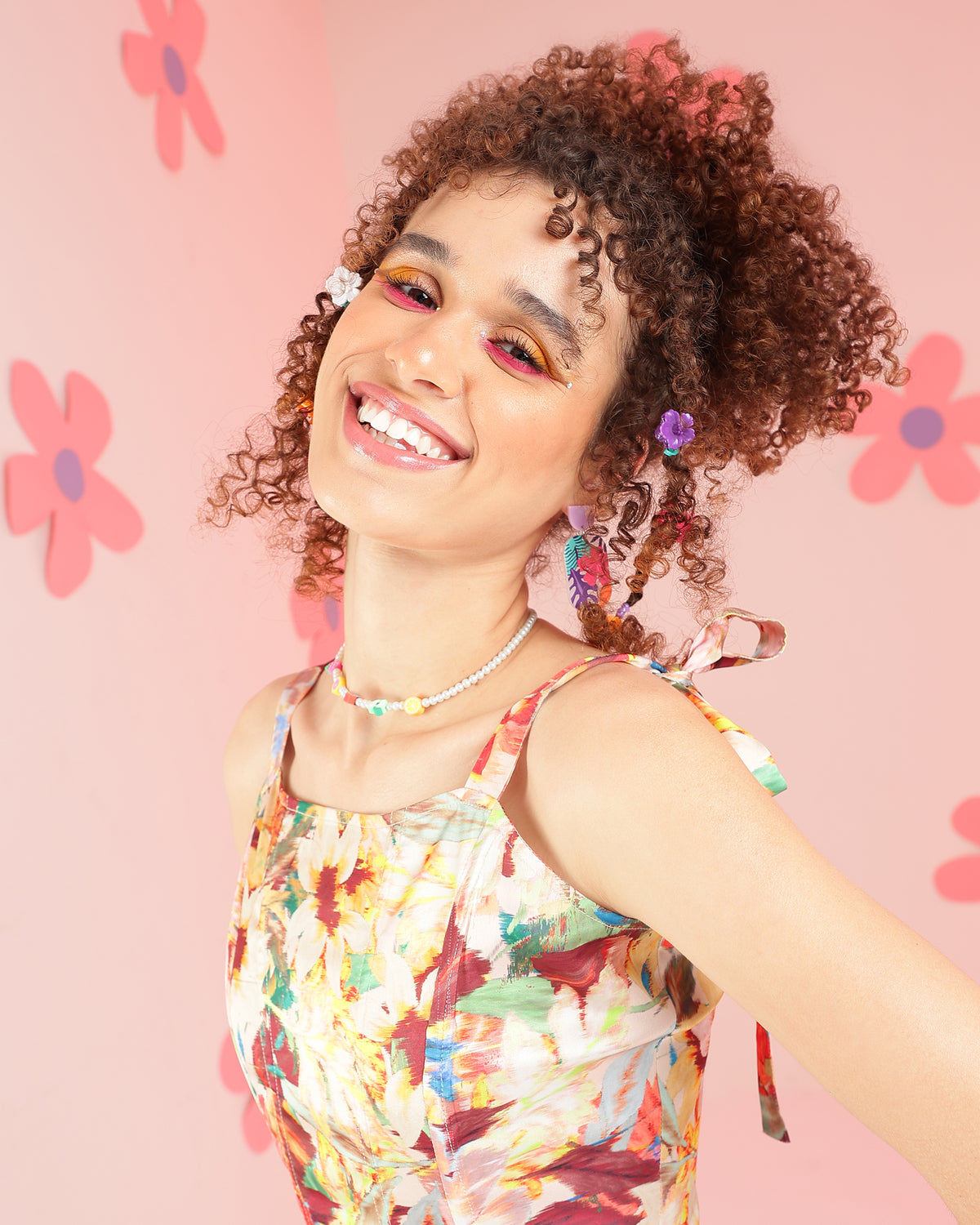 Casual Shoulder Straps Printed, Floral Print Women Multicolor Top