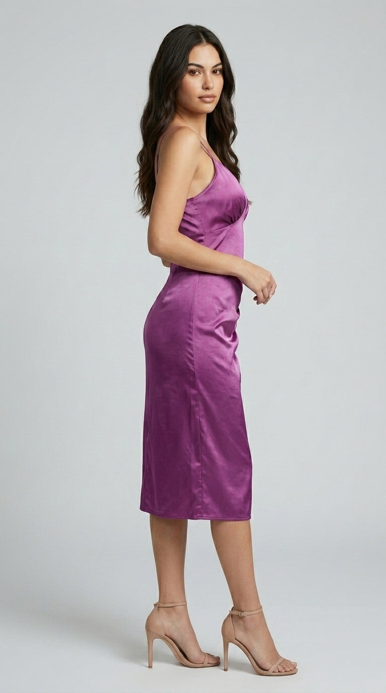 Women A-line Purple Midi/Calf Length Dress