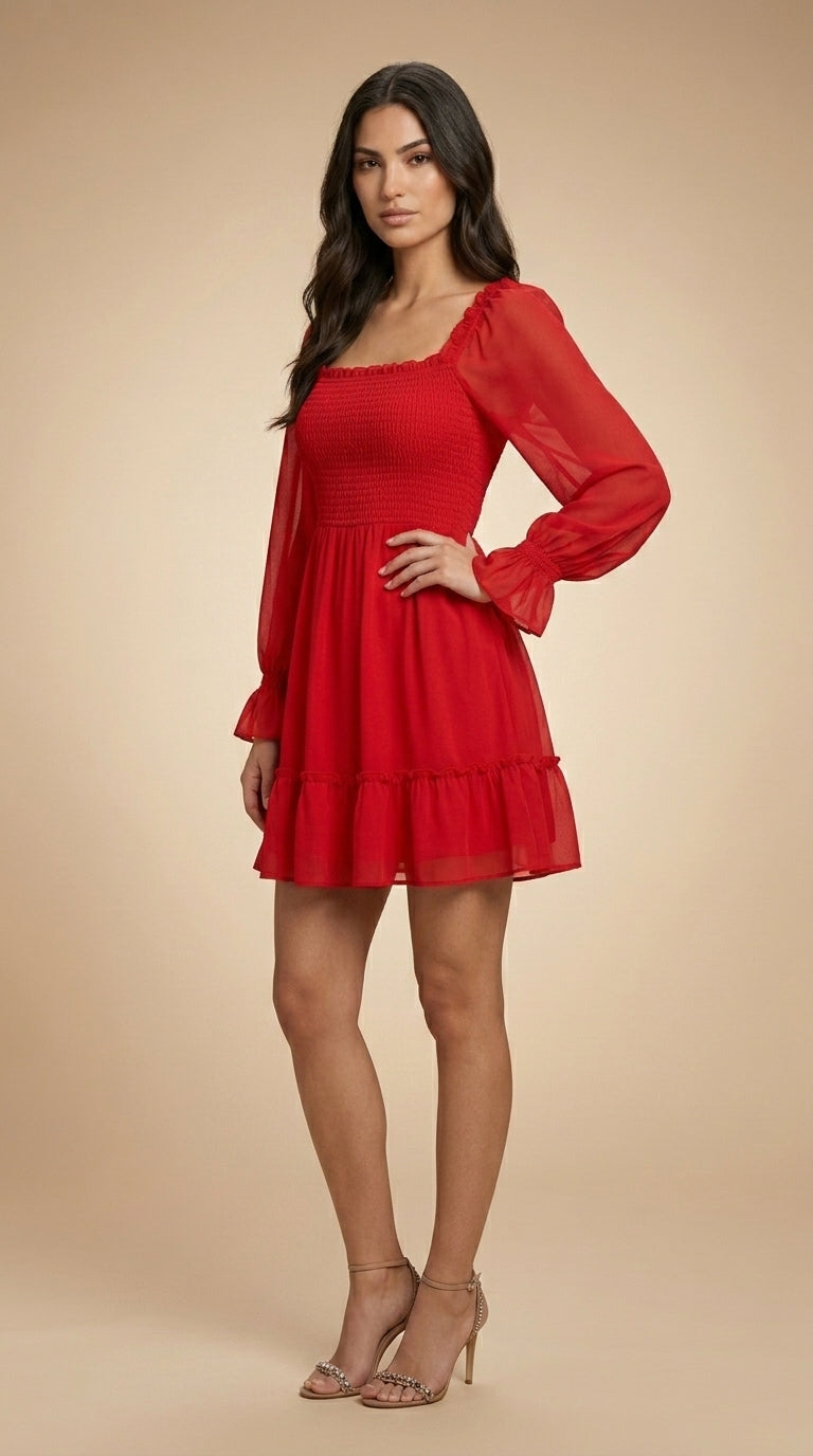 Women A-line Red Mini/Short Dress