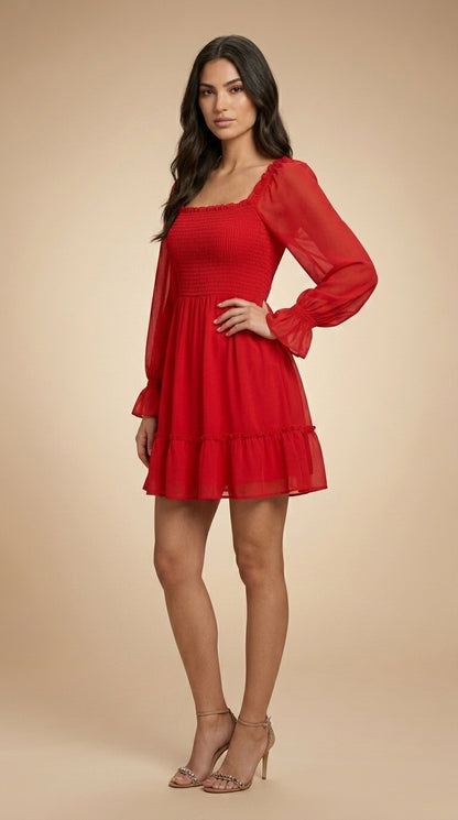 Women A-line Red Mini/Short Dress