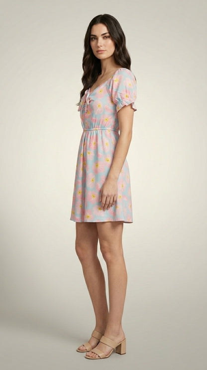 Women A-line Multicolor Mini/Short Dress