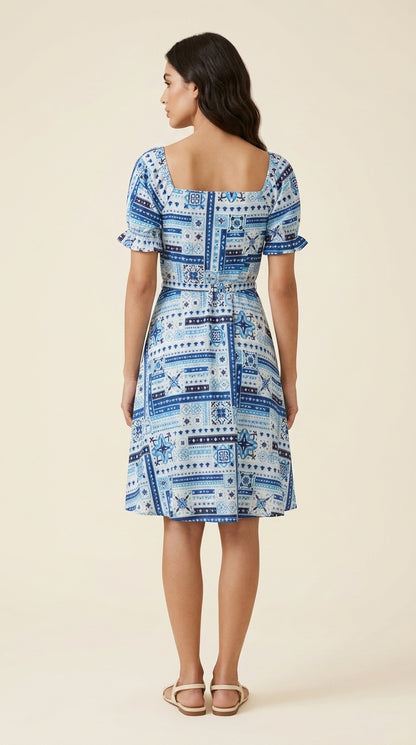 Women A-line Blue Mini/Short Dress