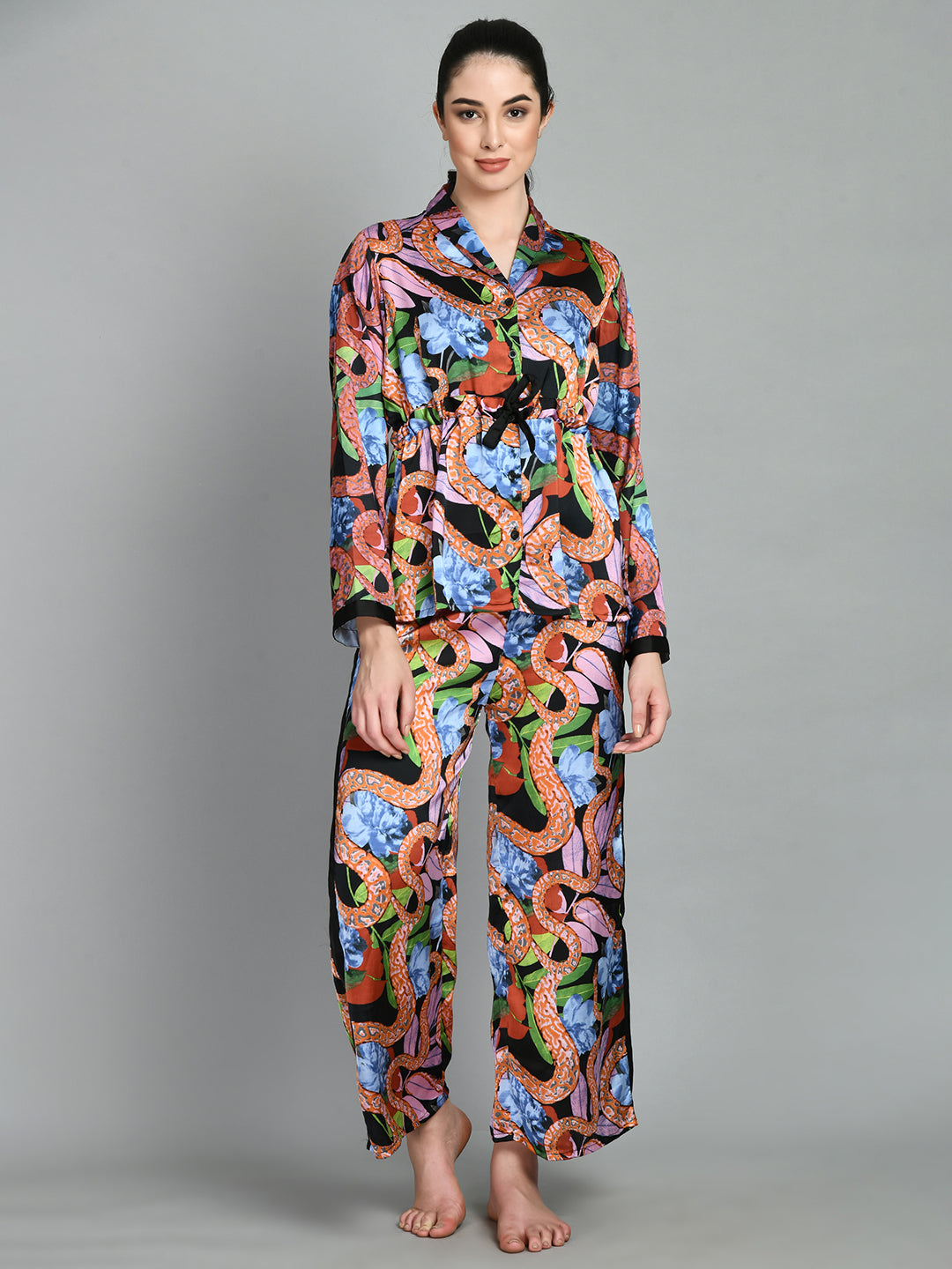 Women Shirt & Pyjama set Multicolor Printed