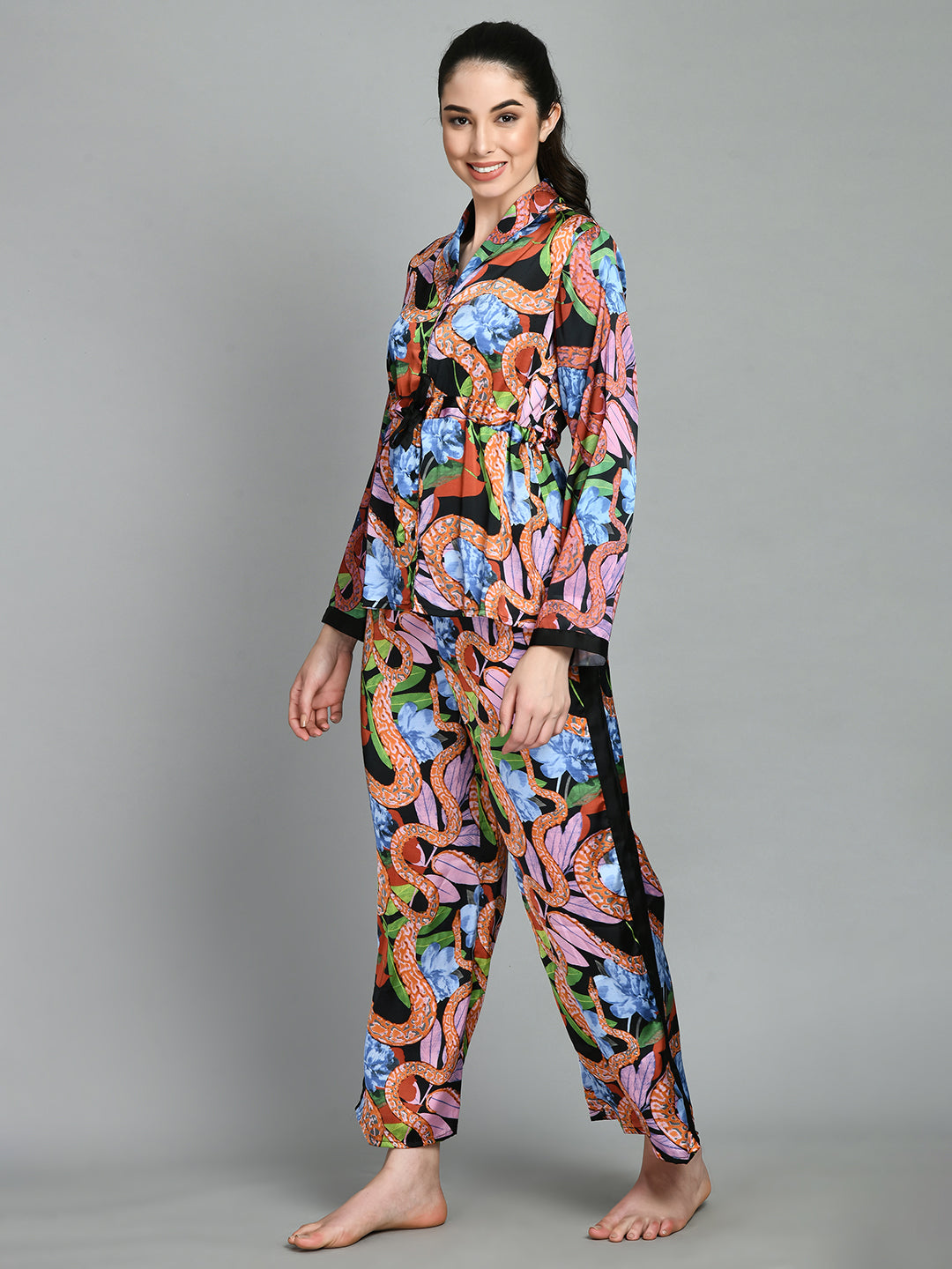 Women Shirt & Pyjama set Multicolor Printed