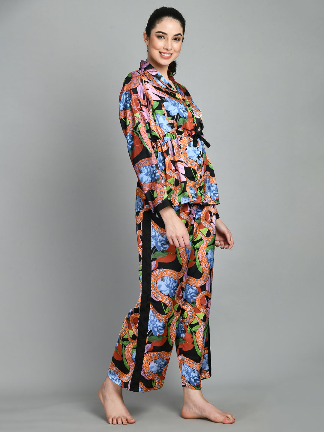 Women Shirt & Pyjama set Multicolor Printed