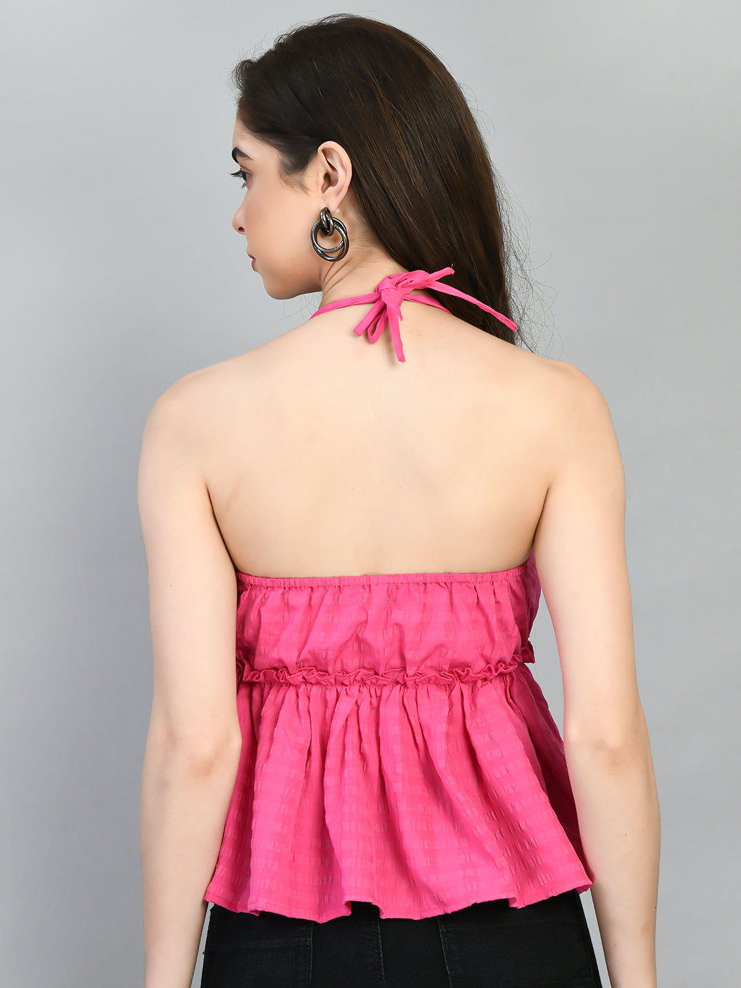 Casual Sleeveless Striped Women Pink Top