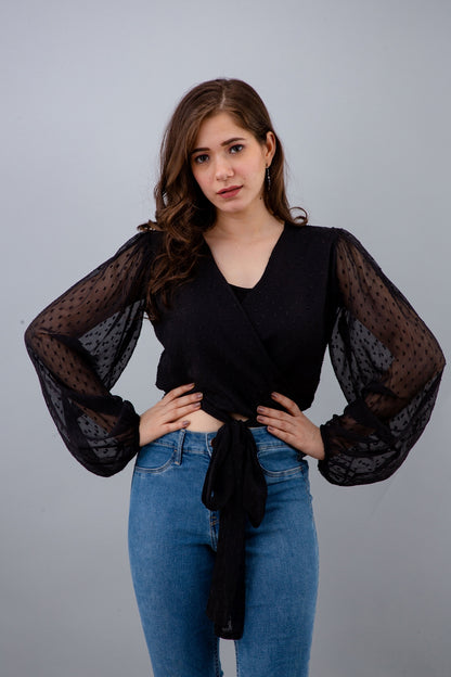 Casual Regular Sleeves Solid Women Black Top