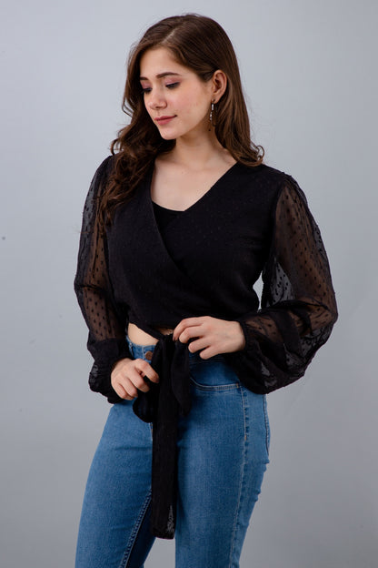 Casual Regular Sleeves Solid Women Black Top