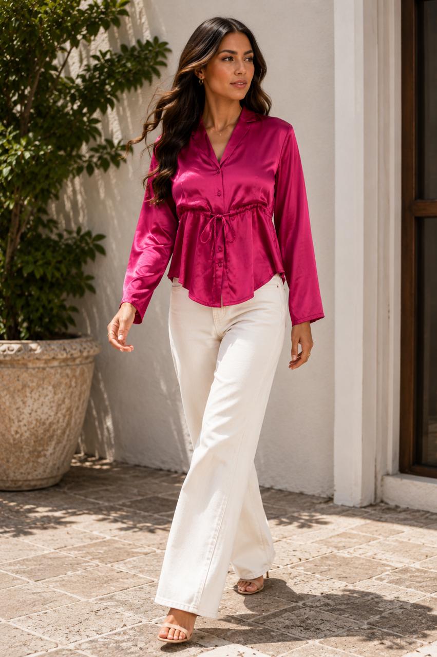 Party Regular Sleeves Solid Women Pink Top