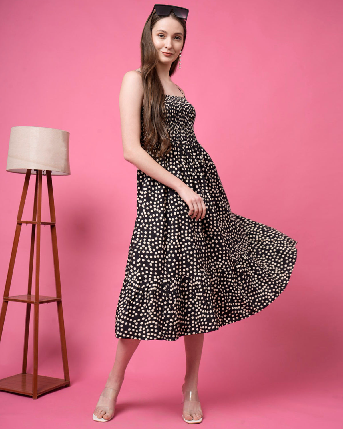 Women Fit and Flare Black Below Knee Dress