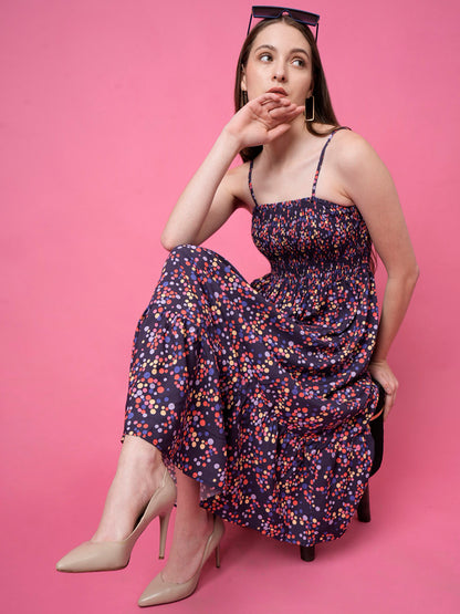 Women Fit and Flare Blue Knee Length Dress